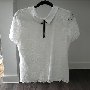 NWT Karl Lagerfeld White Lace Top Size M